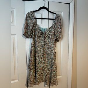 Altar'd State Floral Puff Sleeve Midi Dress size large NWT summer vacation cute